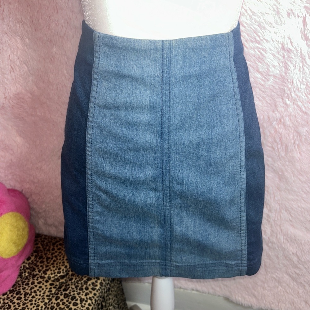 Free People Denim Two-Tone Skirt - Picture 2 of 8